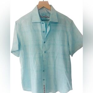 Robert Graham Aqua Blue Linen Shirt